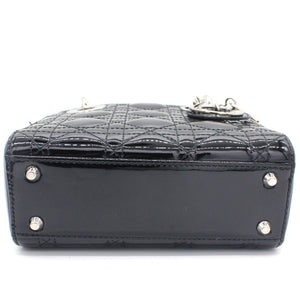 Mini Lady Dior Bag in black Patent Leather