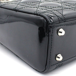 Mini Lady Dior Bag in black Patent Leather