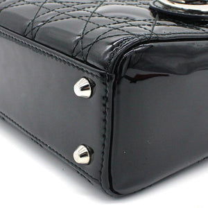 Mini Lady Dior Bag in black Patent Leather