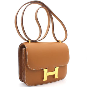 Epsom Leather Gold Hardware Constance 19 Bag Gold