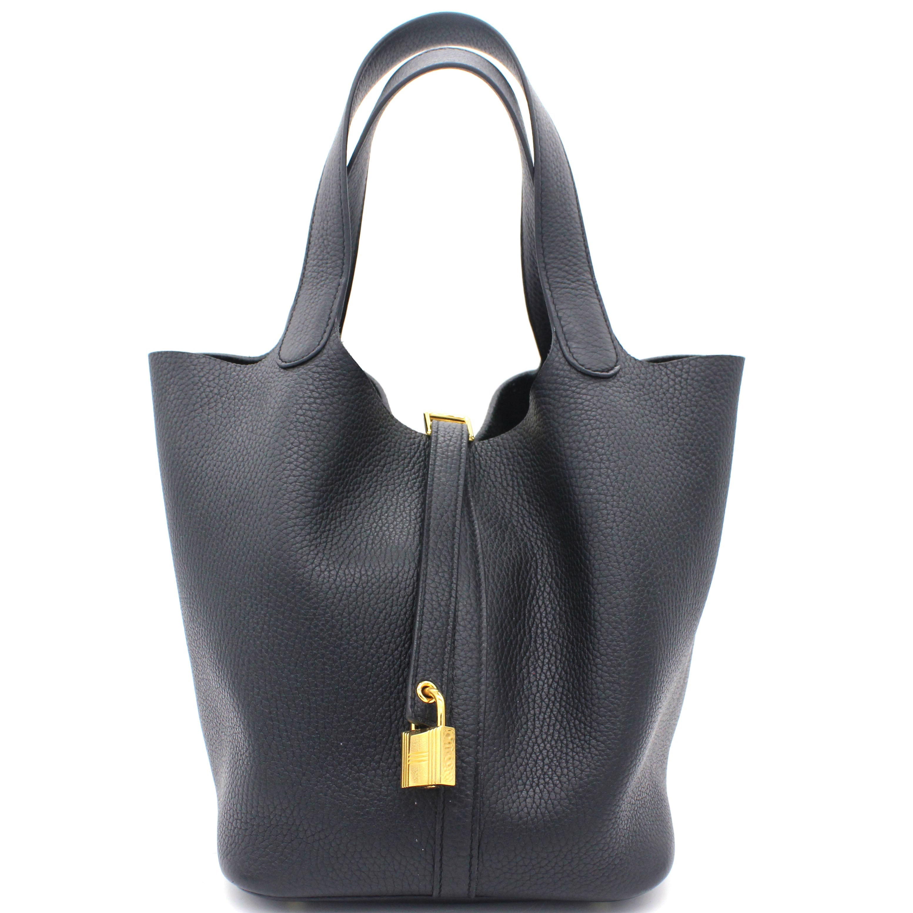 Togo Leather Picotin Lock MM Bag 22 Noir