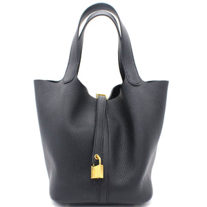 Togo Leather Picotin Lock MM Bag 22 Noir
