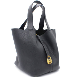 Togo Leather Picotin Lock MM Bag 22 Noir
