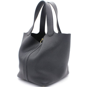 Togo Leather Picotin Lock MM Bag 22 Noir