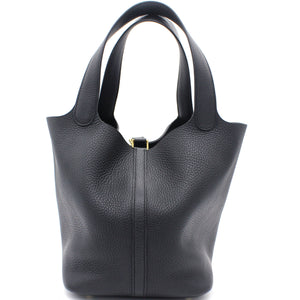 Togo Leather Picotin Lock MM Bag 22 Noir