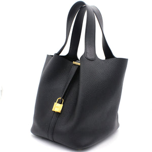 Togo Leather Picotin Lock MM Bag 22 Noir