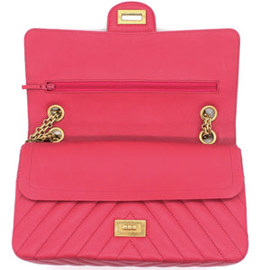 Fushia Chevron Reissue Medium Calfskin Flap Bag