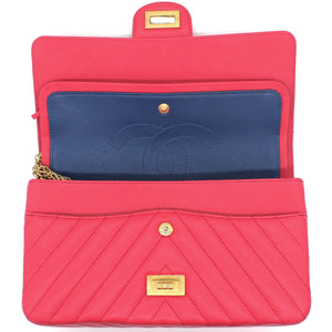 Fushia Chevron Reissue Medium Calfskin Flap Bag