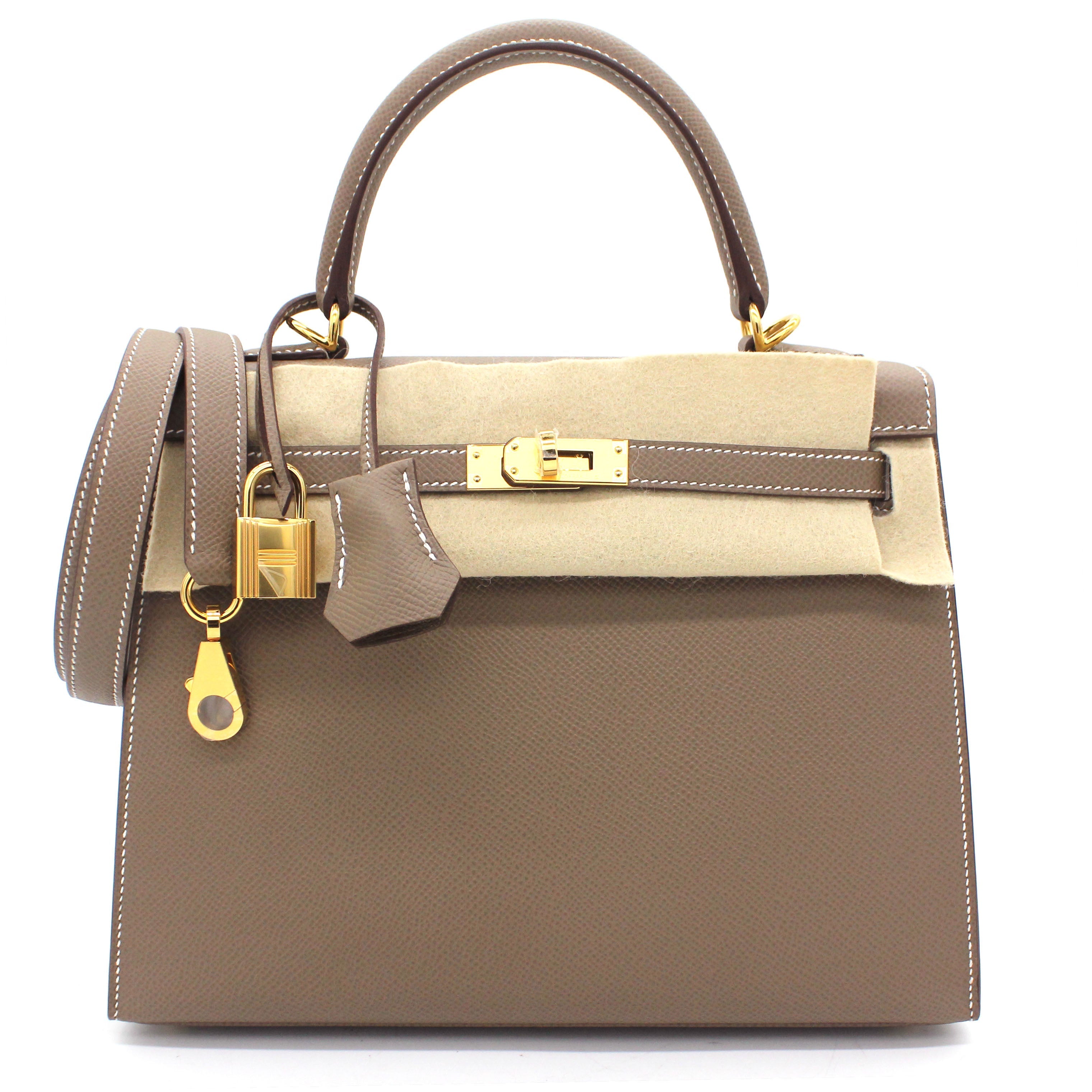 Kelly 25 Epsom Etoupe Leather