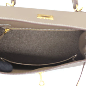 Kelly 25 Epsom Etoupe Leather