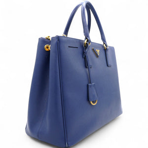 Saffiano Galleria Double Zip Tote Bluette Navy