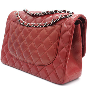 Classic Jumbo Double Flap Red Lambskin Leather Bag