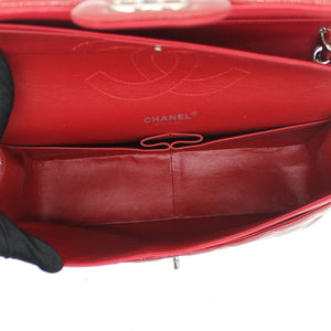 Quilted Jumbo Double Flap Patent Leather Red