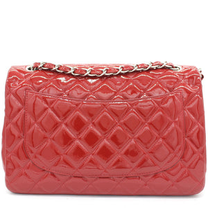 Quilted Jumbo Double Flap Patent Leather Red