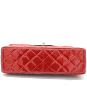 Quilted Jumbo Double Flap Patent Leather Red