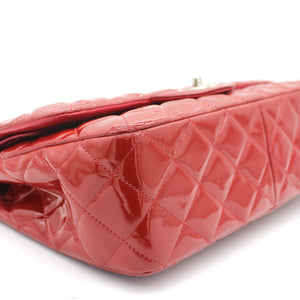 Quilted Jumbo Double Flap Patent Leather Red