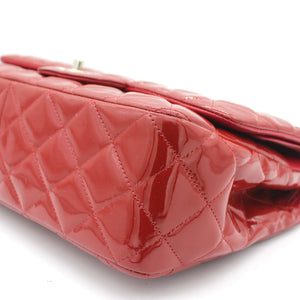 Quilted Jumbo Double Flap Patent Leather Red