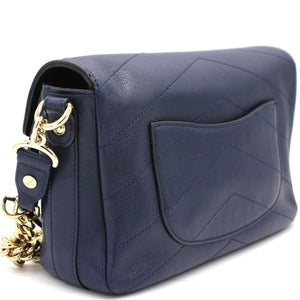 CC Envelope Flap Crossbody Chevron Calfskin Small Navy Black