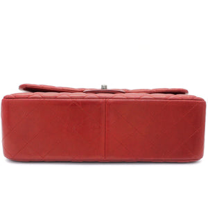 Classic Jumbo Double Flap Red Lambskin Leather Bag