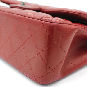 Classic Jumbo Double Flap Red Lambskin Leather Bag