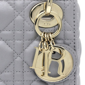 Mini Lady Dior Bag with Chain in Grey Pearly Lambskin