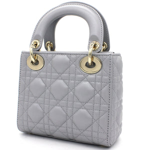 Mini Lady Dior Bag with Chain in Grey Pearly Lambskin