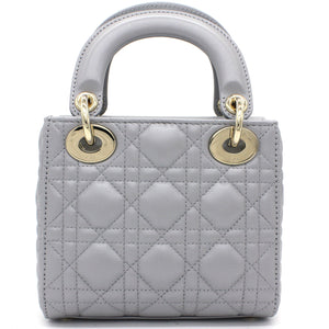 Mini Lady Dior Bag with Chain in Grey Pearly Lambskin