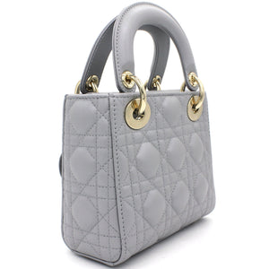 Mini Lady Dior Bag with Chain in Grey Pearly Lambskin