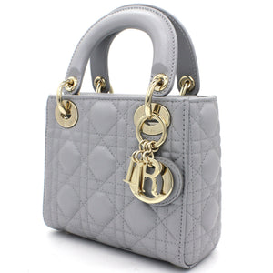 Mini Lady Dior Bag with Chain in Grey Pearly Lambskin