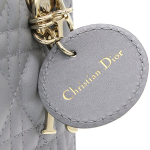 Mini Lady Dior Bag with Chain in Grey Pearly Lambskin