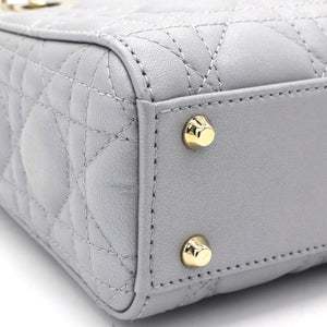 Mini Lady Dior Bag with Chain in Grey Pearly Lambskin