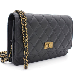 Aged Calfskin Reissue Wallet On Chain WOC Black