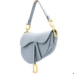 Grained Calfskin Saddle Bag Medium Cloud Blue