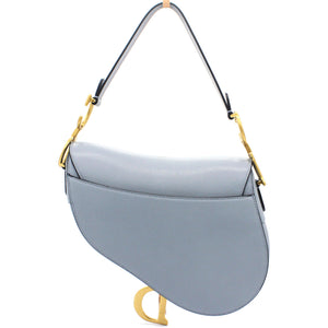 Grained Calfskin Saddle Bag Medium Cloud Blue