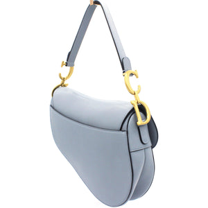 Grained Calfskin Saddle Bag Medium Cloud Blue