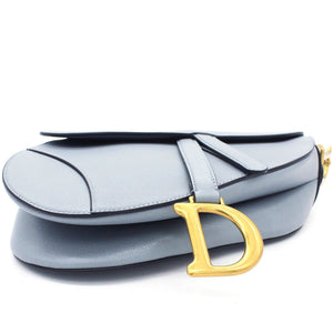 Grained Calfskin Saddle Bag Medium Cloud Blue