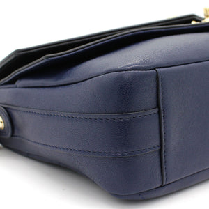 CC Envelope Flap Crossbody Chevron Calfskin Small Navy Black