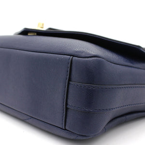 CC Envelope Flap Crossbody Chevron Calfskin Small Navy Black