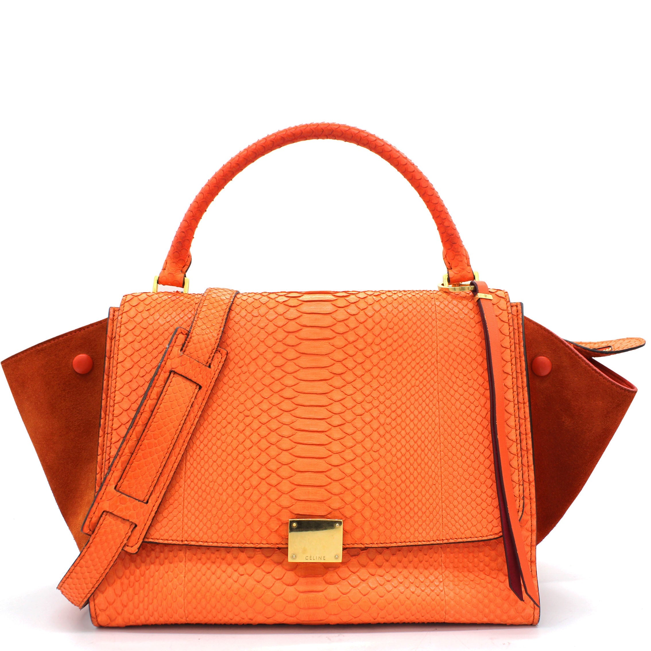 Snakeskin Suede Medium Trapeze Orange