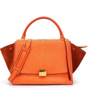 Snakeskin Suede Medium Trapeze Orange