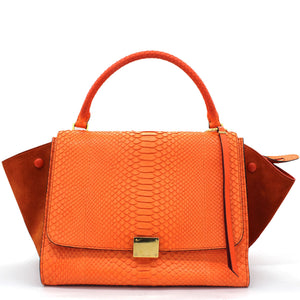 Snakeskin Suede Medium Trapeze Orange
