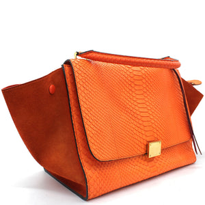 Snakeskin Suede Medium Trapeze Orange
