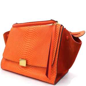 Snakeskin Suede Medium Trapeze Orange
