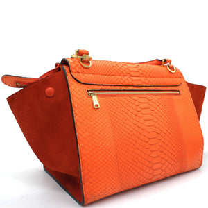 Snakeskin Suede Medium Trapeze Orange