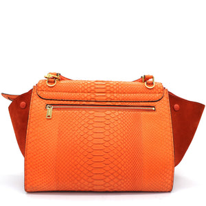 Snakeskin Suede Medium Trapeze Orange