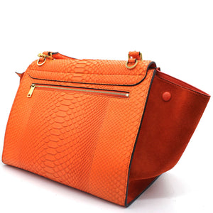 Snakeskin Suede Medium Trapeze Orange