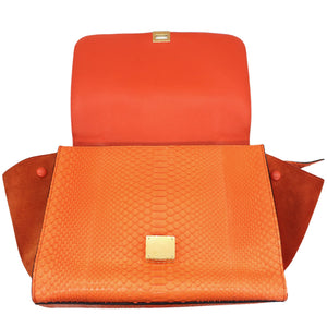 Snakeskin Suede Medium Trapeze Orange
