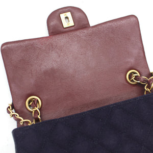 Felt Quilted Paris-Hamburg Charms Mini Rectangular Flap Dark Navy