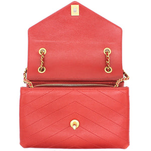 Calfskin Chevron Stitched Small Coco Flap Bag Red