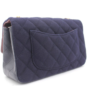 Felt Quilted Paris-Hamburg Charms Mini Rectangular Flap Dark Navy